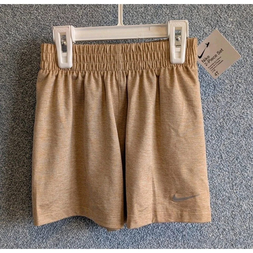 Nike Toddler Size 4T Hemp Sandrift Heather 2-Piece T-Shirt Shorts Set 76N871-JD6 - Picture 3 of 5
